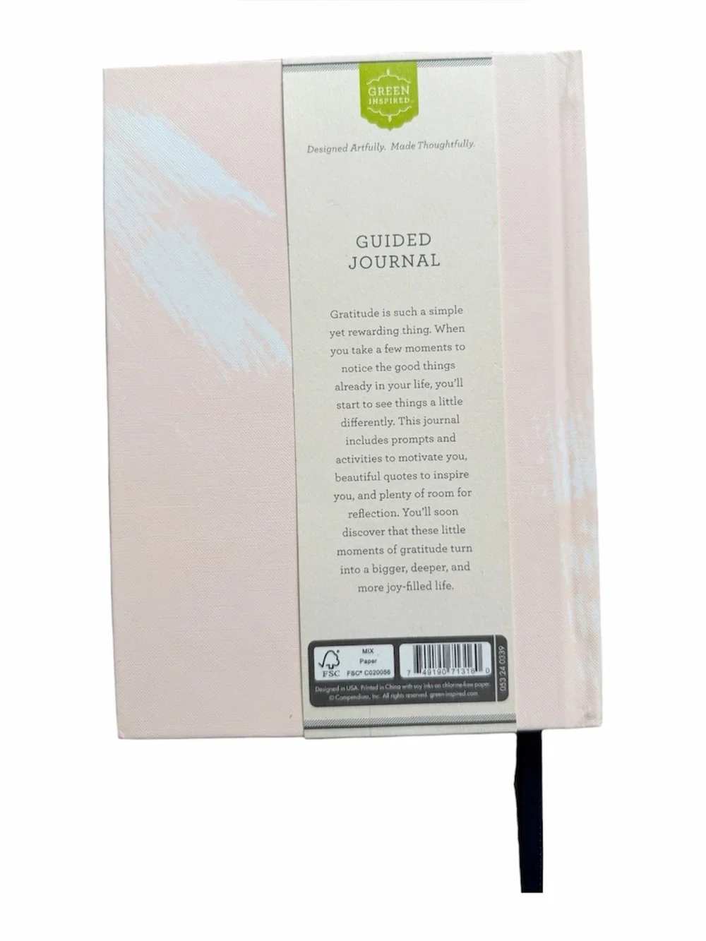 Green Inspired Simply Grateful Guided Hardcover Journal w/ Ribbon Bookmark